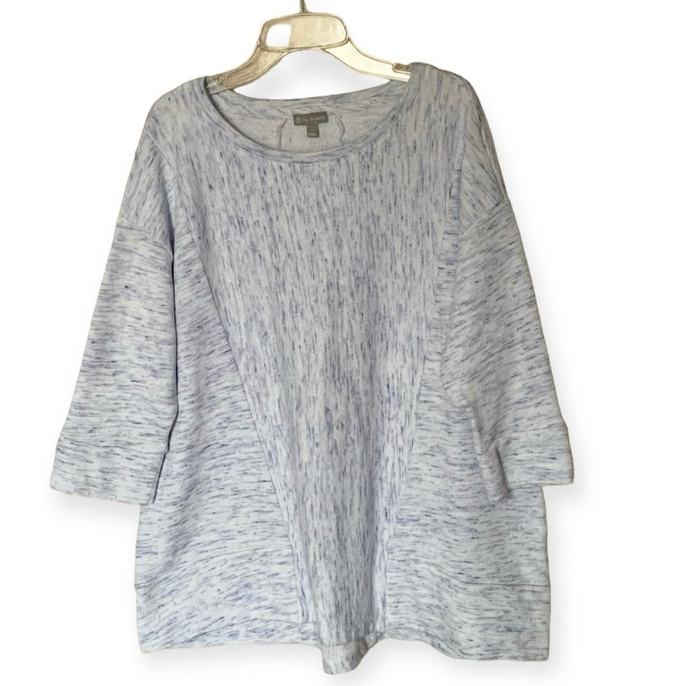 T by Talbots Blue Heathered Sweatshirt with 3/4 Sleeves Size X